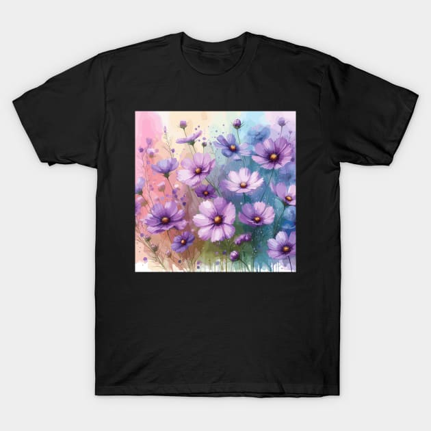 Purple Cosmos Flowers T-Shirt by Jenni Arts